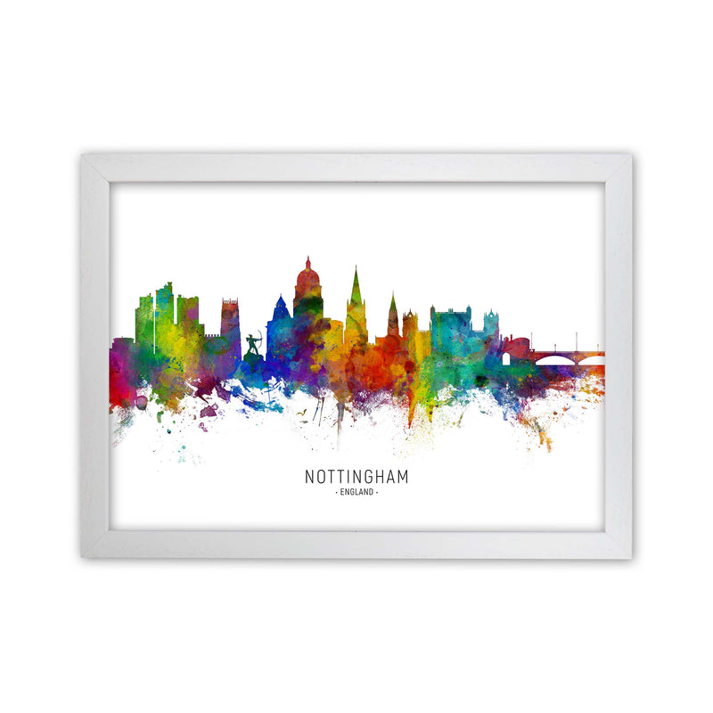 Nottingham England Skyline Art Print by Michael Tompsett White Grain