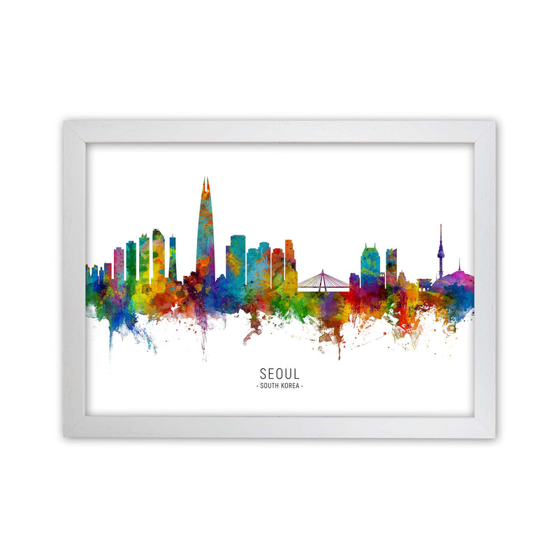 Seoul South Korea Skyline Art Print by Michael Tompsett White Grain