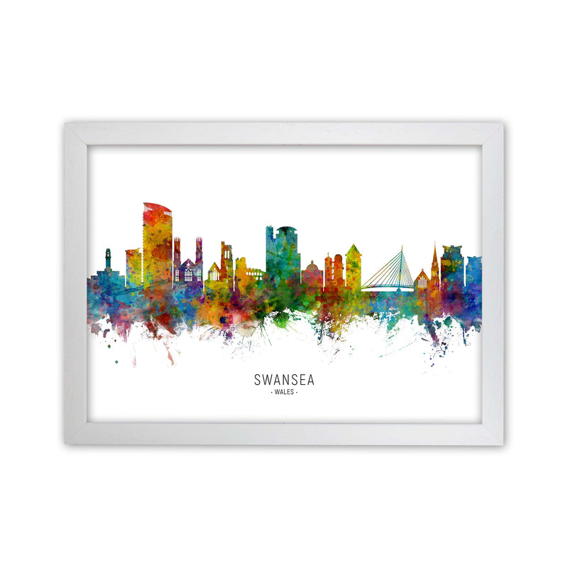 Swansea Wales Skyline Art Print by Michael Tompsett White Grain