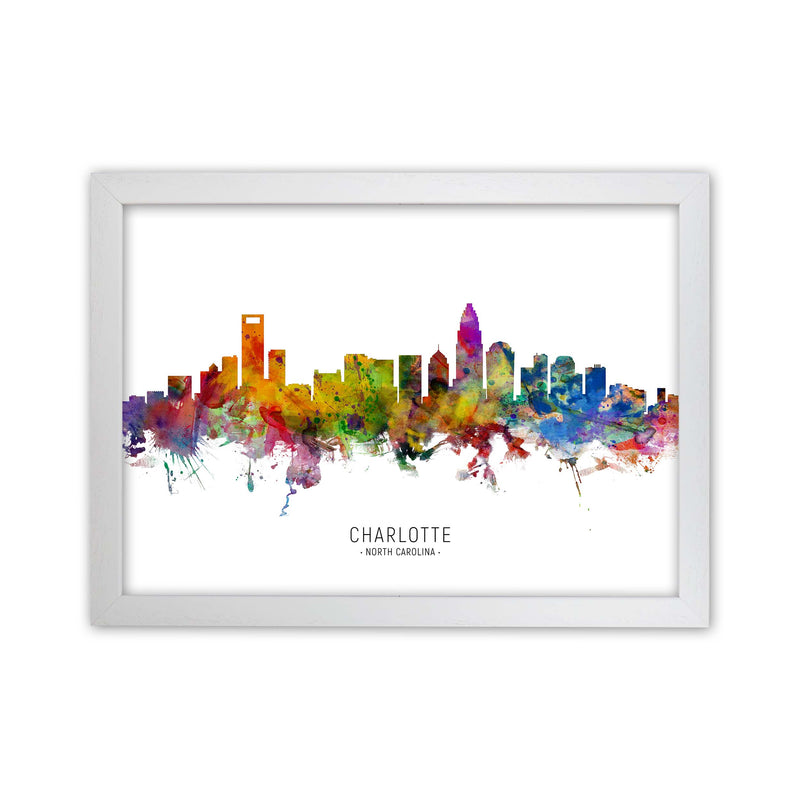 Charlotte North Carolina Skyline Print by Michael Tompsett White Grain