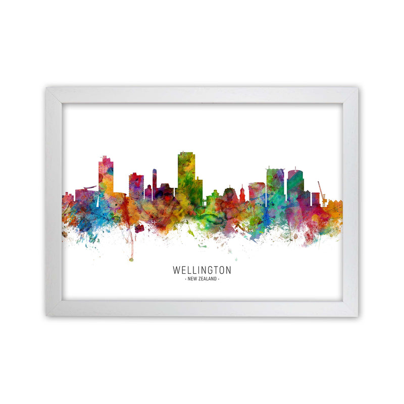 Wellington New Zealand Skyline Art Print by Michael Tompsett White Grain