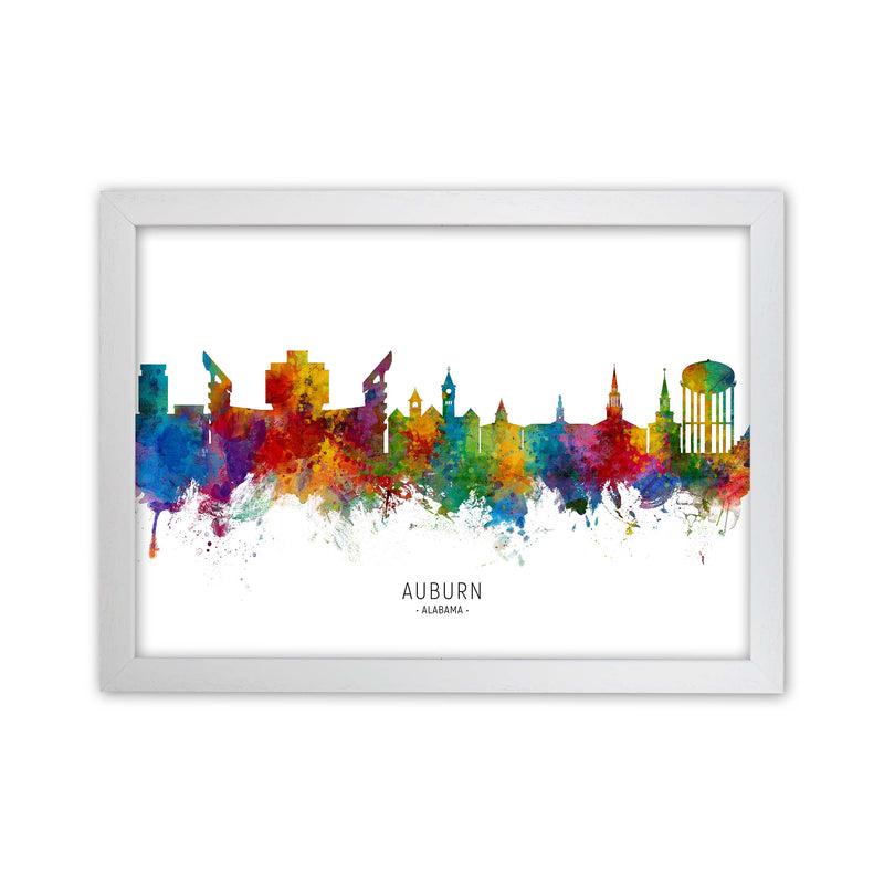 Auburn Alabama Skyline Art Print by Michael Tompsett White Grain