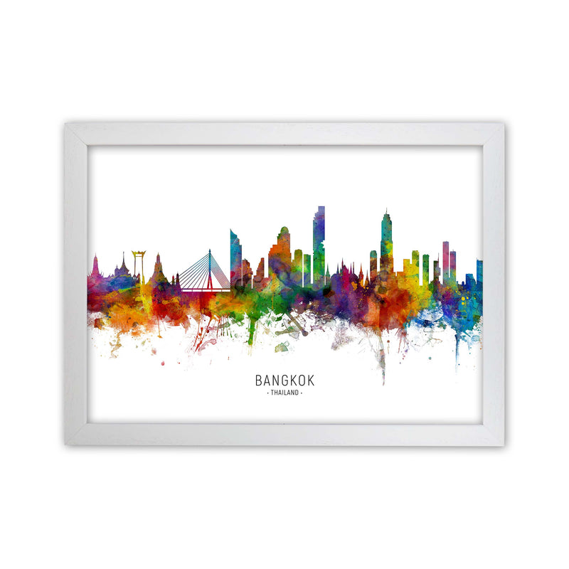 Bangkok Thailand Skyline Art Print by Michael Tompsett White Grain