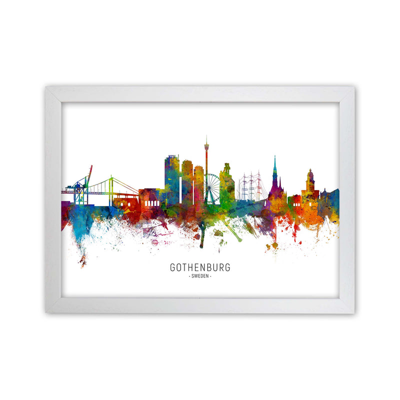 Gothenburg Sweden Skyline Art Print by Michael Tompsett White Grain