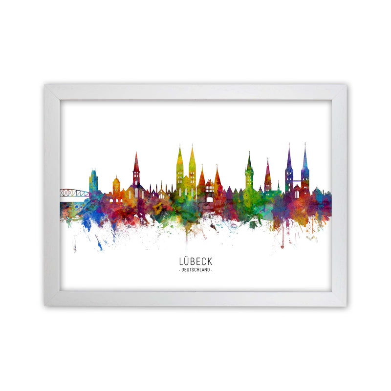 Lubeck Deutschland Skyline Art Print by Michael Tompsett White Grain