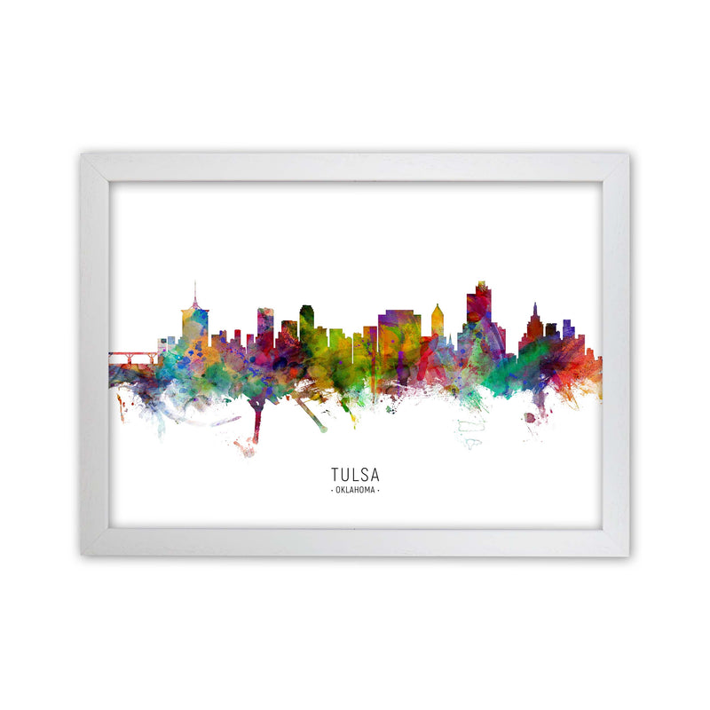 Tulsa Oklahoma Skyline Art Print by Michael Tompsett White Grain