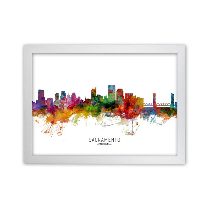 Sacramento California Skyline Art Print by Michael Tompsett White Grain