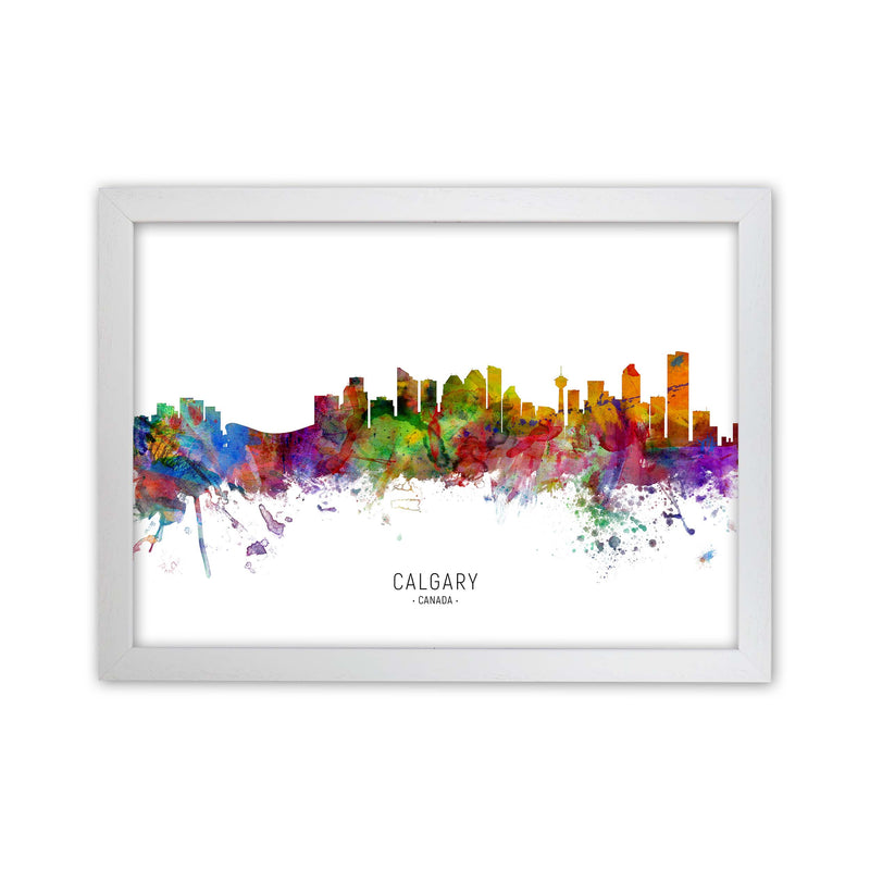 Calgary Canada Skyline Art Print by Michael Tompsett White Grain