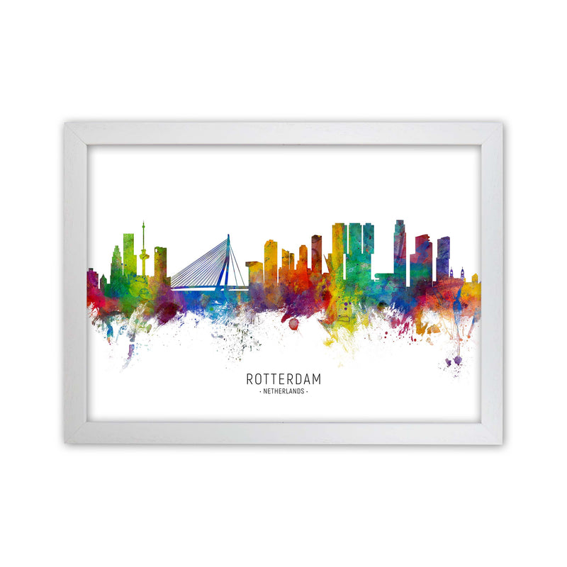 Rotterdam Netherlands Skyline Art Print by Michael Tompsett White Grain