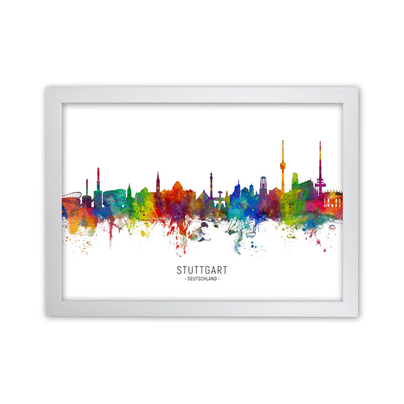 Stuttgart Deutschland Skyline Art Print by Michael Tompsett White Grain