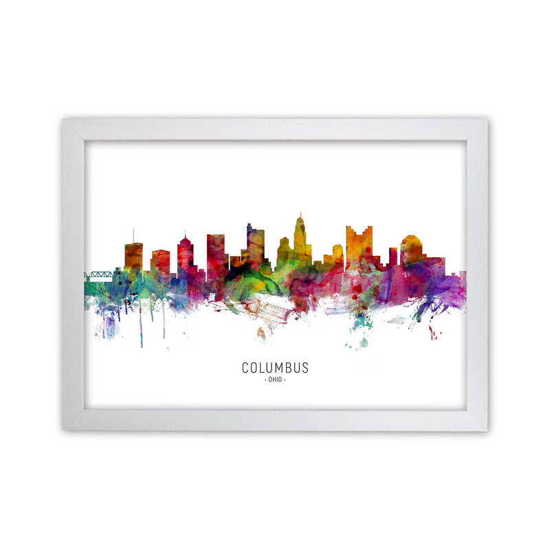 Columbus Ohio Skyline Art Print by Michael Tompsett White Grain