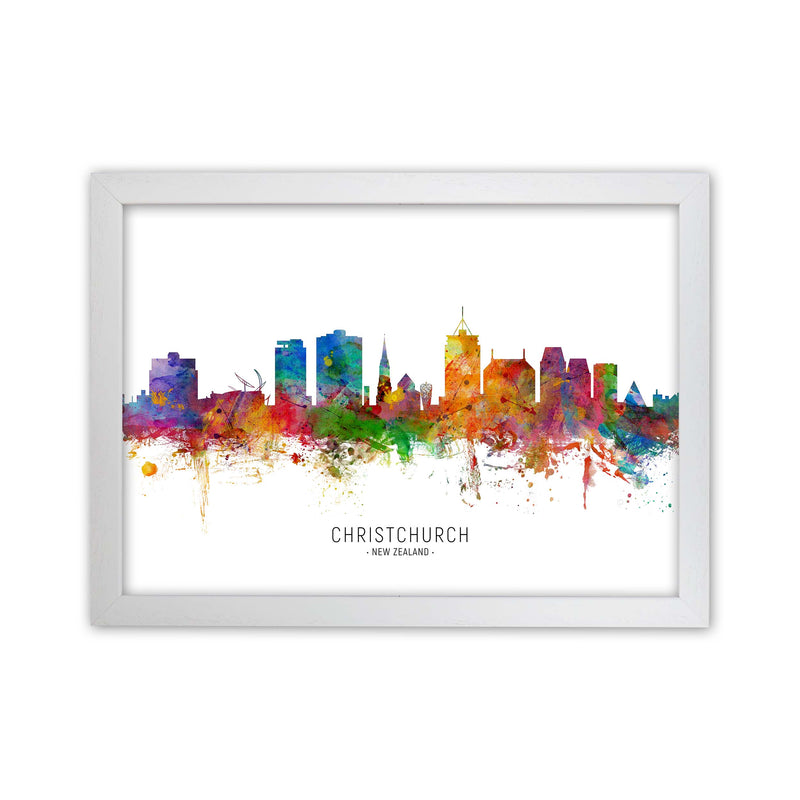 Christchurch New Zealand Skyline Print by Michael Tompsett White Grain