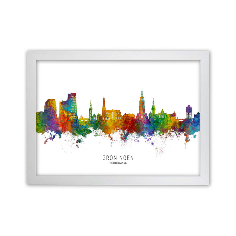 Groningen Netherlands Skyline Art Print by Michael Tompsett White Grain