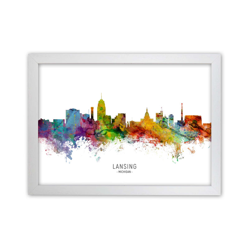 Lansing Michigan Skyline Art Print by Michael Tompsett White Grain