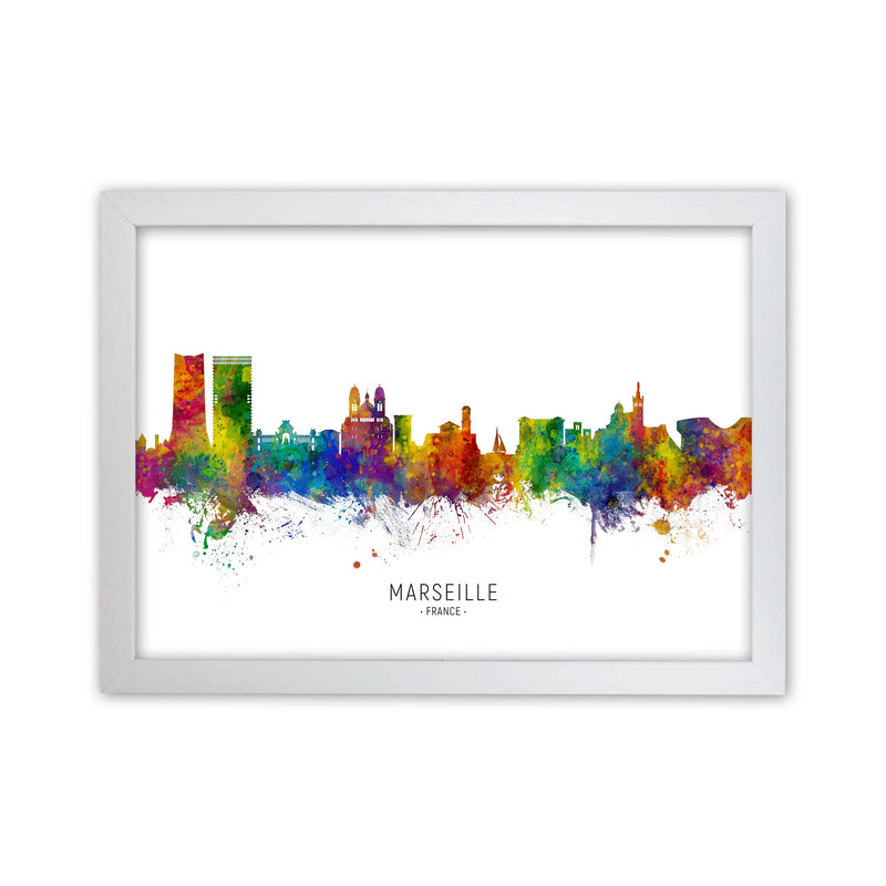 Marseille France Skyline Art Print by Michael Tompsett White Grain