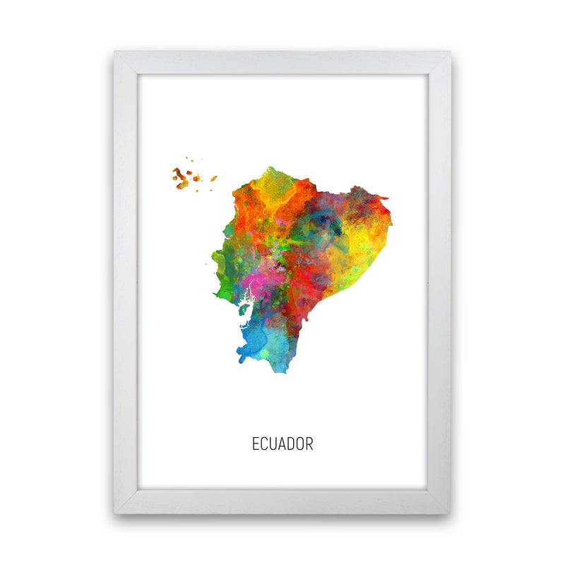 Ecuador Watercolour Map Art Print by Michael Tompsett White Grain