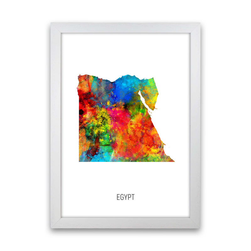 Egypt Watercolour Map Art Print by Michael Tompsett White Grain