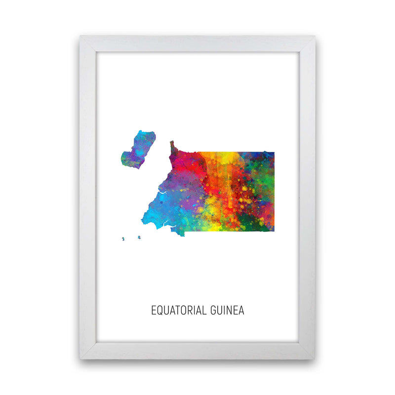 Equatorial Guinea Watercolour Map Print by Michael Tompsett White Grain