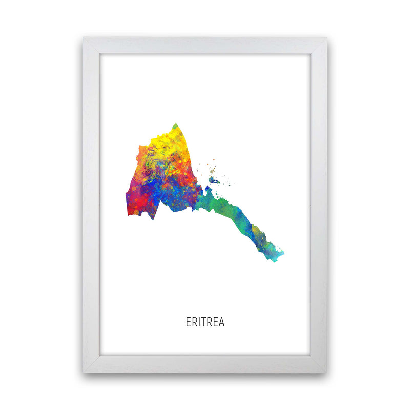 Eritrea Watercolour Map Art Print by Michael Tompsett White Grain