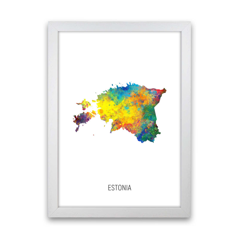 Estonia Watercolour Map Art Print by Michael Tompsett White Grain