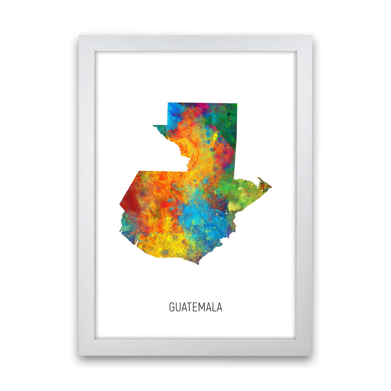 Guatemala Watercolour Map Art Print by Michael Tompsett White Grain