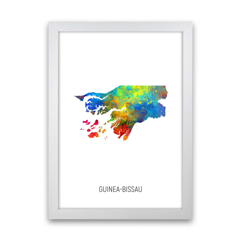 Guinea-Bissau Watercolour Map Art Print by Michael Tompsett White Grain