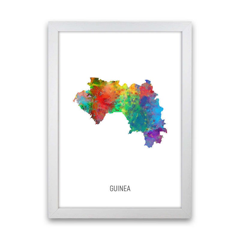 Guinea Watercolour Map Art Print by Michael Tompsett White Grain