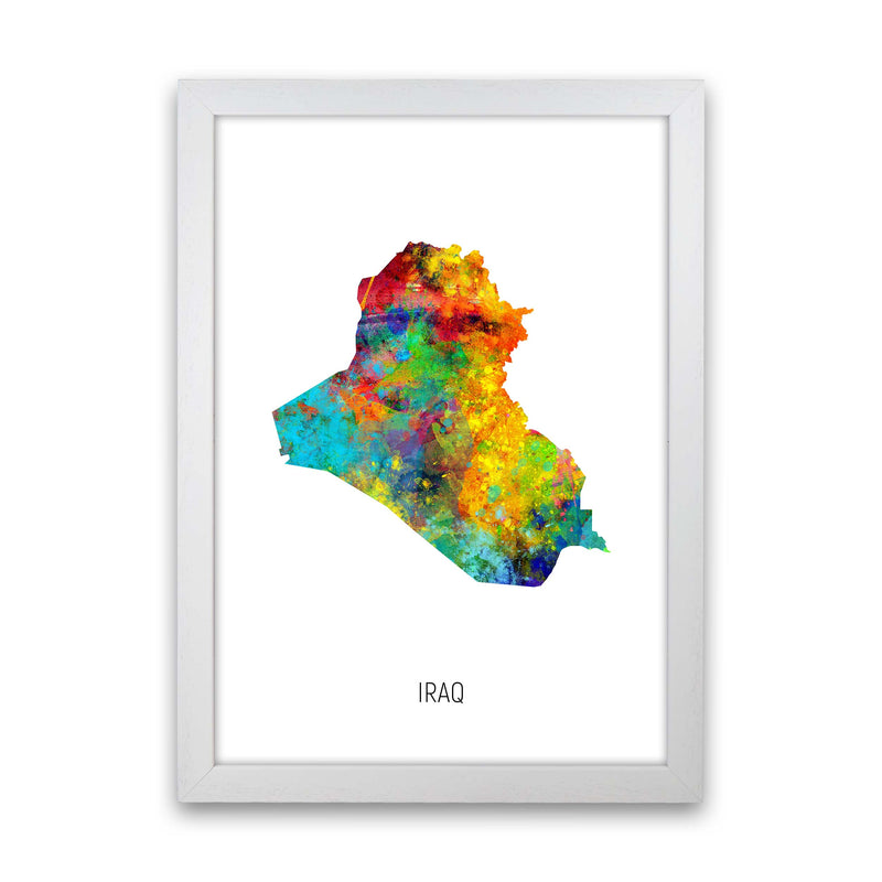 Iraq Watercolour Map Art Print by Michael Tompsett White Grain