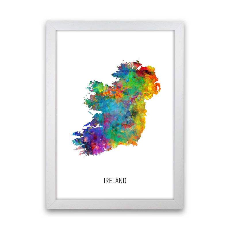 Ireland Watercolour Map Art Print by Michael Tompsett White Grain