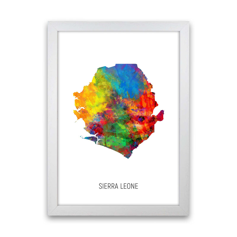 Sierra Leone Watercolour Map Art Print by Michael Tompsett White Grain