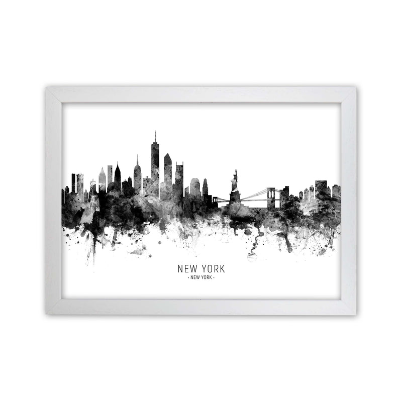 New York New York Skyline Black White City Name  by Michael Tompsett White Grain