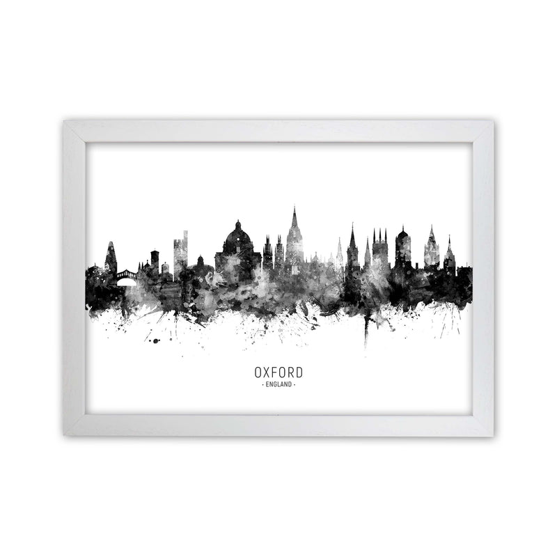 Oxford England Skyline Black White City Name  by Michael Tompsett White Grain