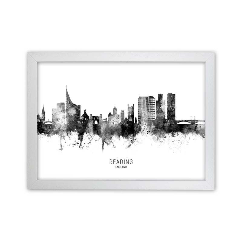 Reading England Skyline Black White City Name  by Michael Tompsett White Grain