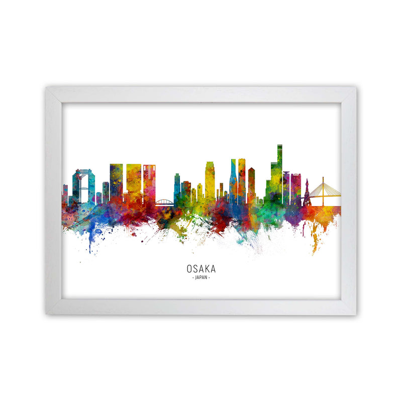 Osaka Japan Skyline Art Print by Michael Tompsett White Grain