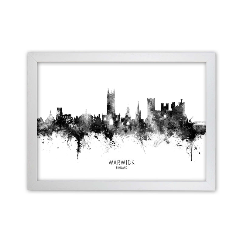 Warwick England Skyline Black White City Name  by Michael Tompsett White Grain