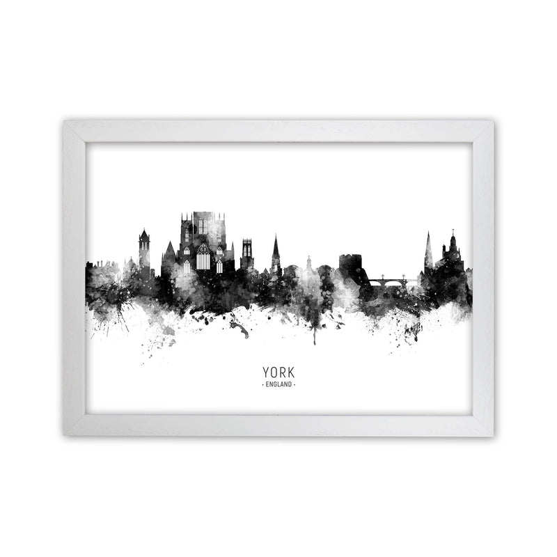 York England Skyline Black White City Name  by Michael Tompsett White Grain