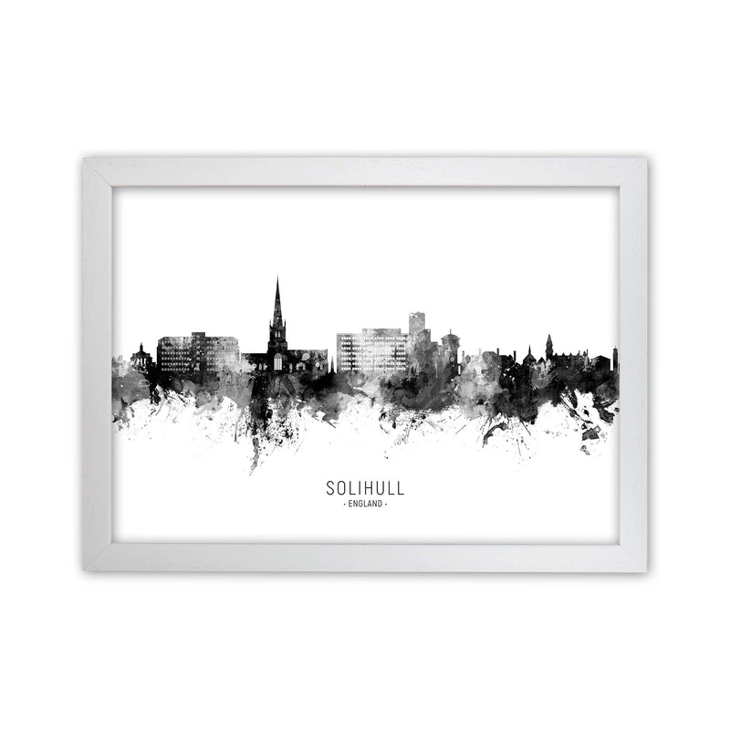 Solihull England Skyline Black White City Name  by Michael Tompsett White Grain
