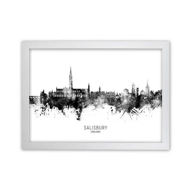 Salisbury England Skyline Black White City Name  by Michael Tompsett White Grain