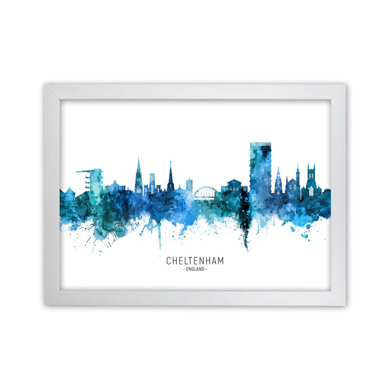 Cheltenham England Skyline Blue City Name  by Michael Tompsett White Grain