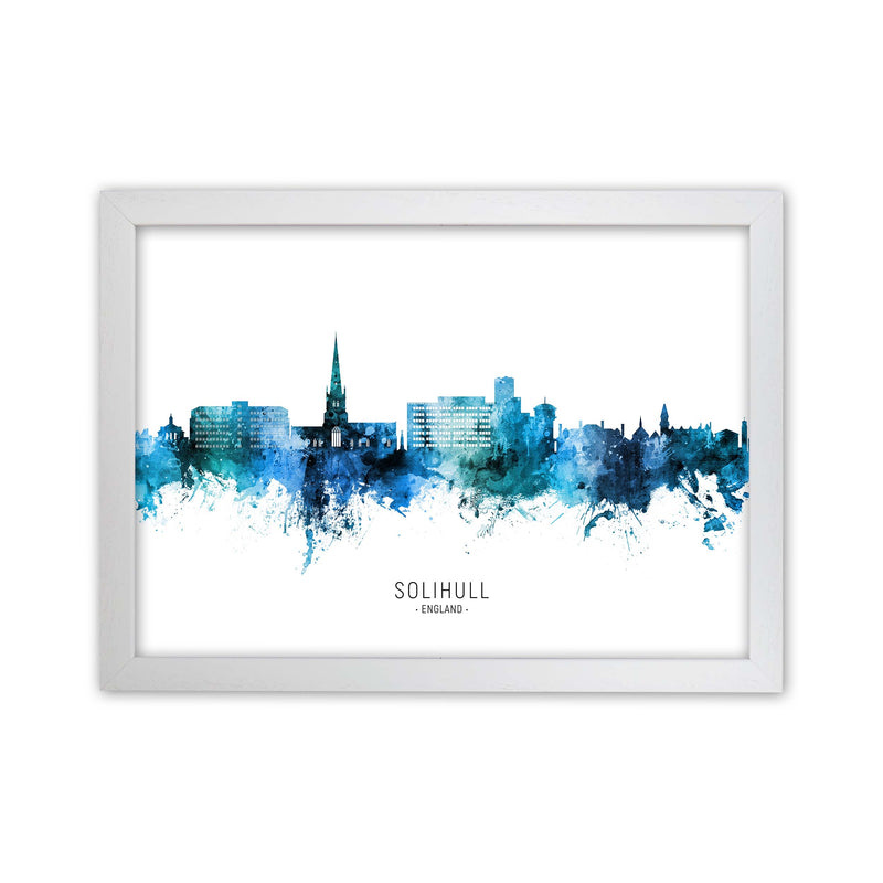 Solihull England Skyline Blue City Name  by Michael Tompsett White Grain