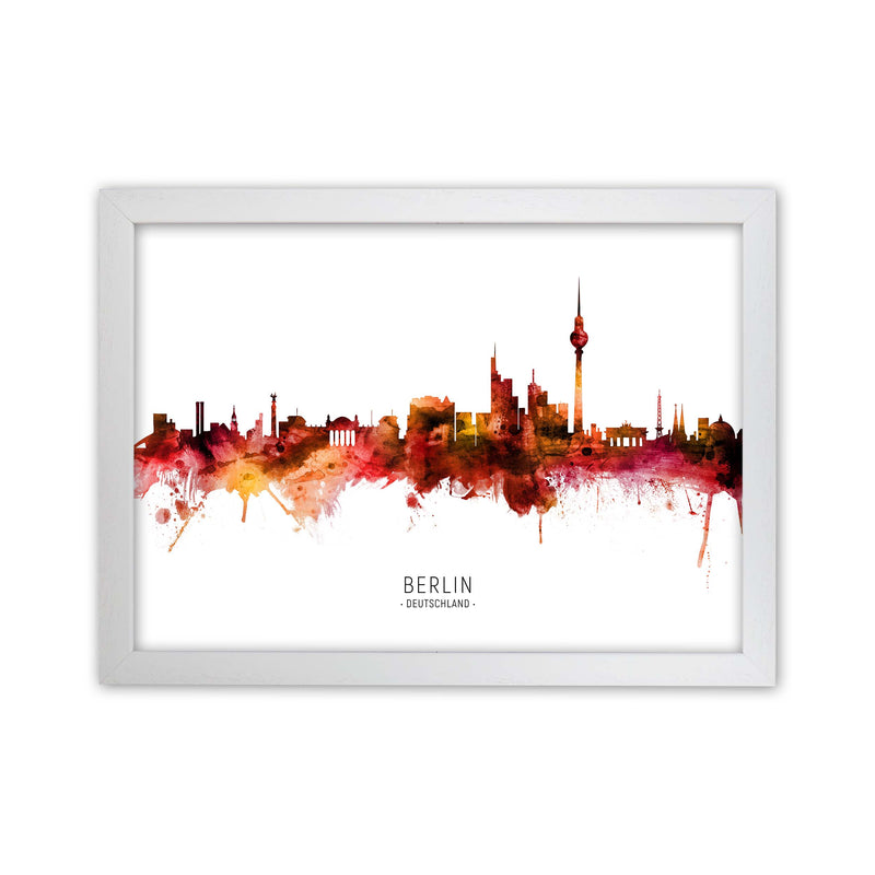Berlin Deutschland Skyline Red City Name  by Michael Tompsett White Grain
