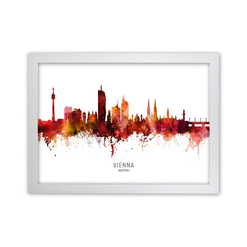 Vienna Austria Skyline Red City Name  by Michael Tompsett White Grain