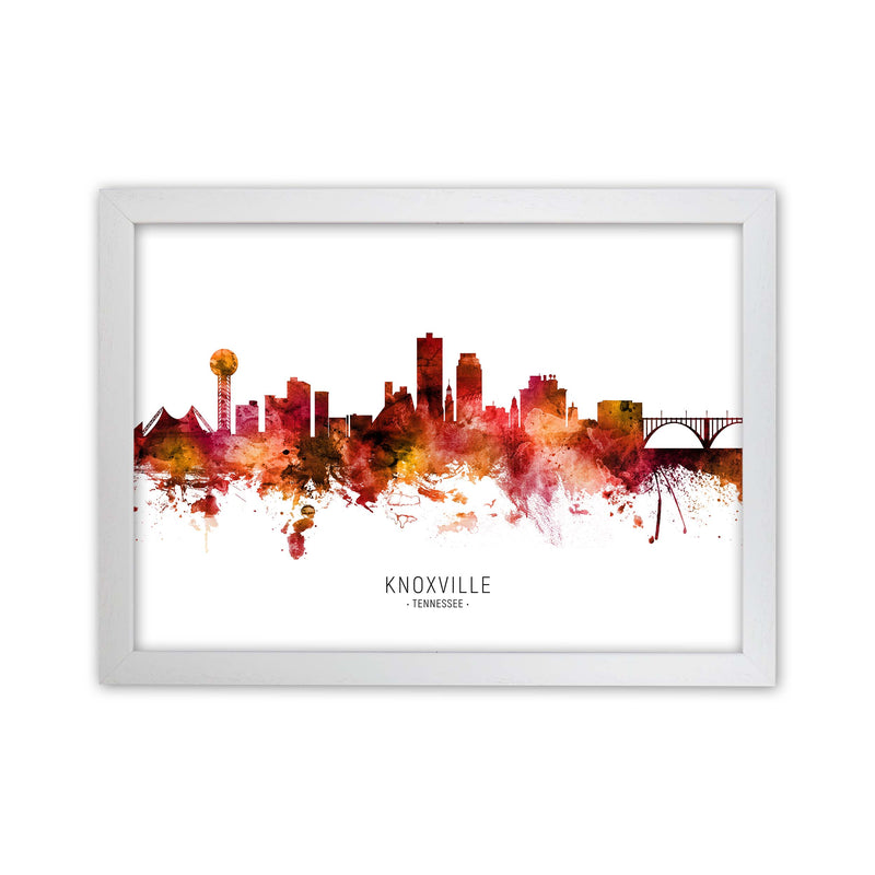Knoxville Tennessee Skyline Red City Name  by Michael Tompsett White Grain