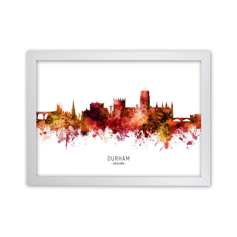 Durham England Skyline Red City Name  by Michael Tompsett White Grain
