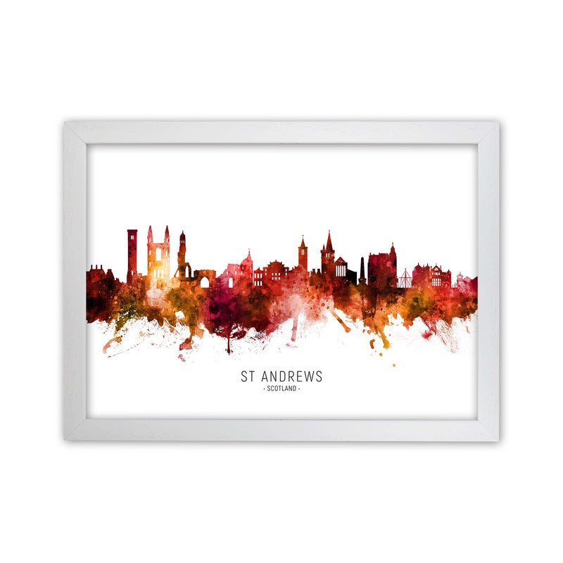 St Andrews Scotland Skyline Red City Name  by Michael Tompsett White Grain