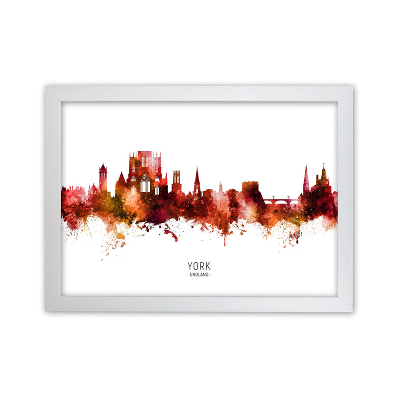 York England Skyline Red City Name Print by Michael Tompsett White Grain