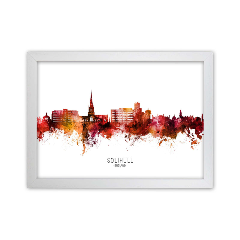 Solihull England Skyline Red City Name  by Michael Tompsett White Grain