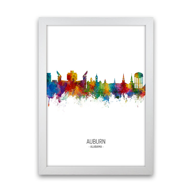 Auburn Alabama Skyline Portrait Art Print by Michael Tompsett White Grain