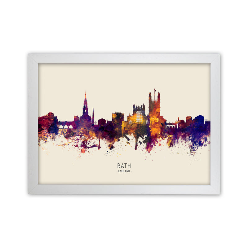 Bath England Skyline Autumn City Name Art Print by Michael Tompsett White Grain