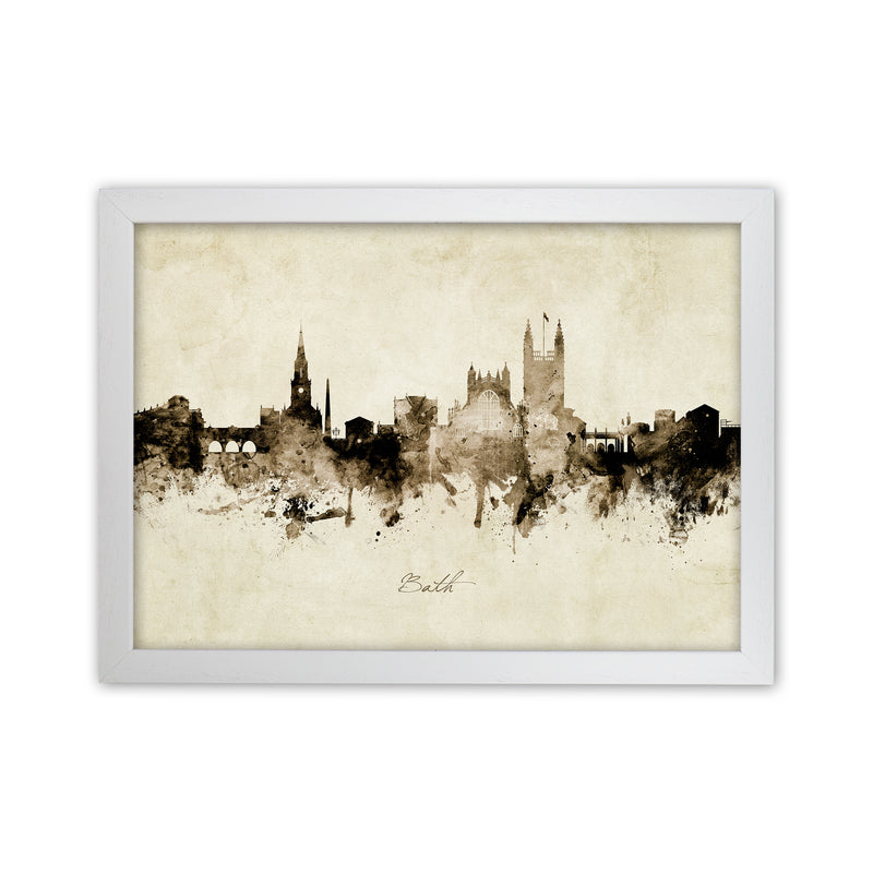 Bath England Skyline Vintage Art Print by Michael Tompsett White Grain